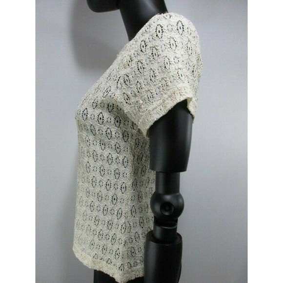 NOW Short Sleeve Threaded Crochet Lace Blouse - Picture 3 of 12